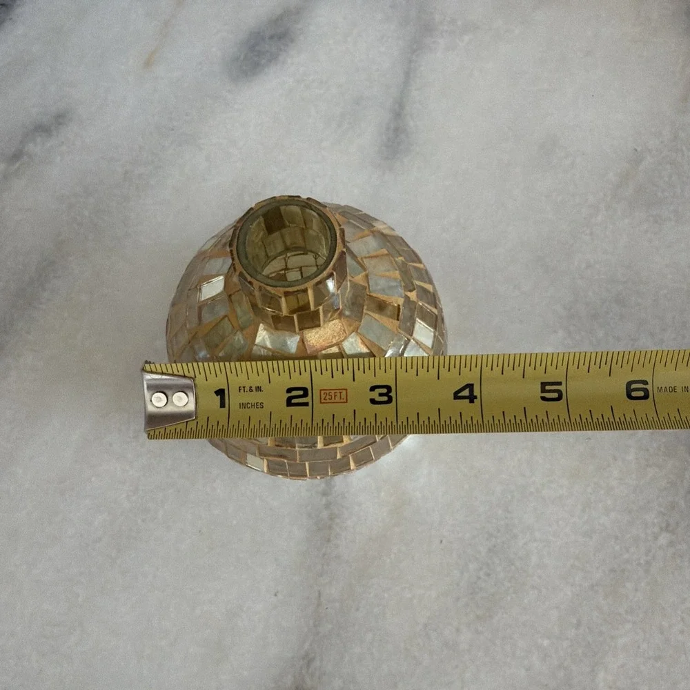 Vintage Amber Gold Mosaic Glass Bud Vase GW993